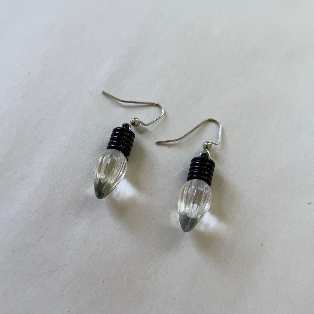 Clear Christmas Light Earrings Holiday Jewelry